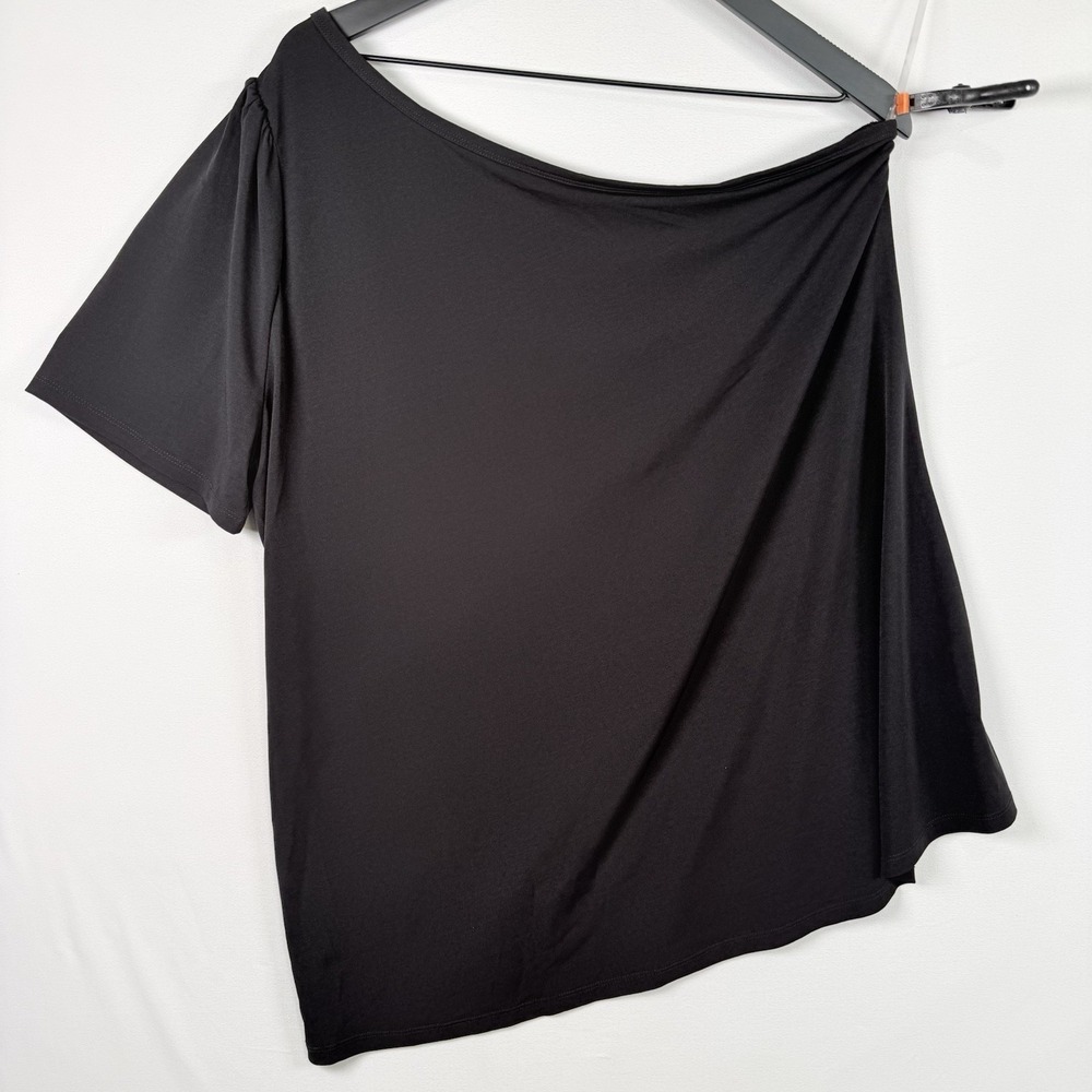 Lane Bryant Asymmetrical Black One Shoulder Top Blouse Size 18/20 NWT